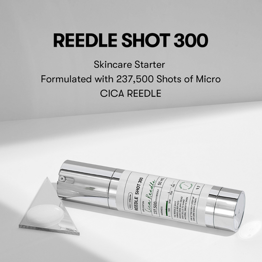 Skincare product labeled 'REEDLE SHOT 300' on a gray background
