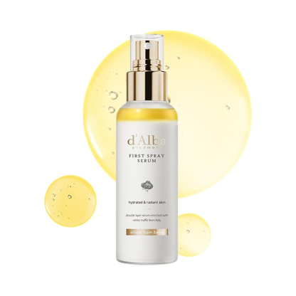 d’Alba White Truffle First Spray Serum with serum on a white background