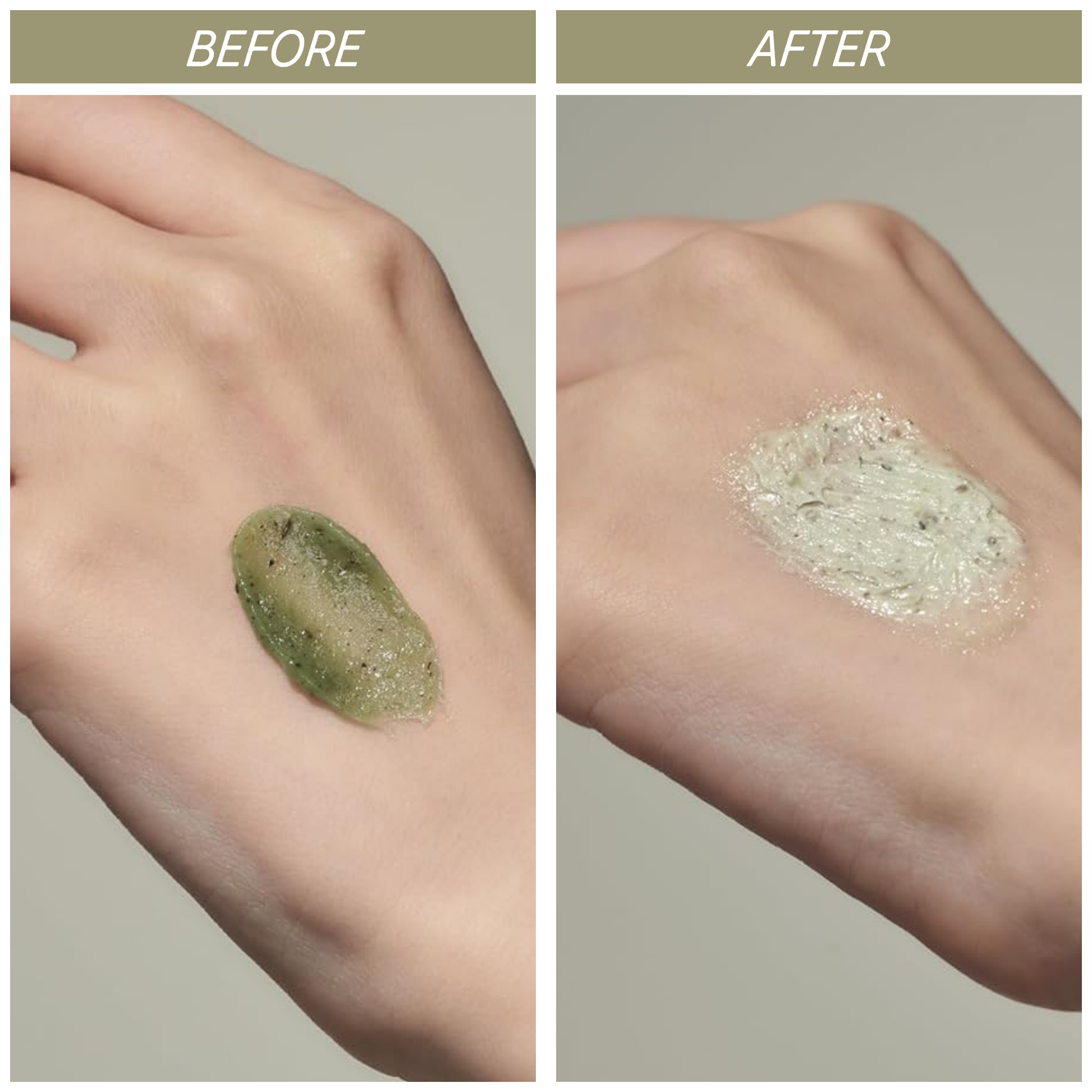 Before and after comparison of molvany Heating Therapy Pack on a hand against a neutral background